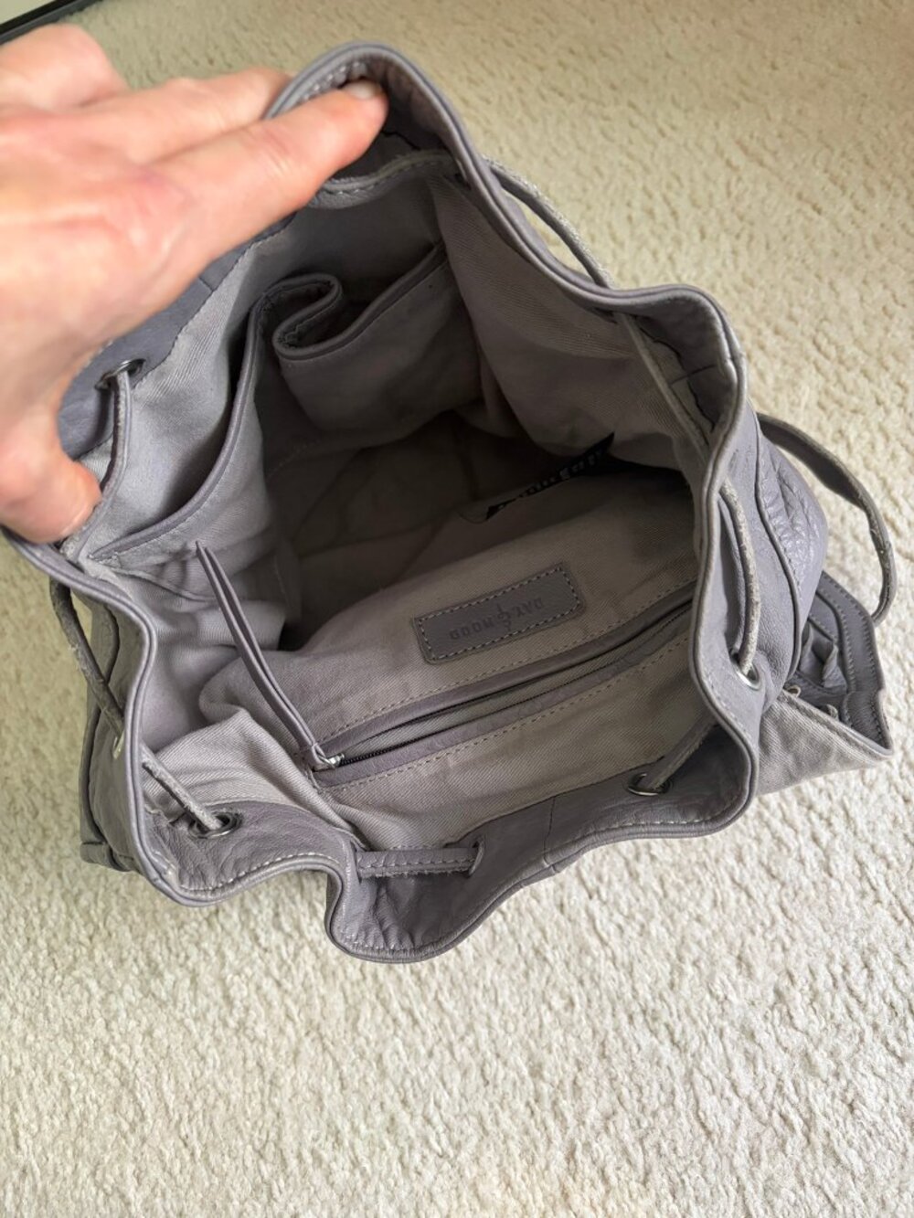 Day & Mood Grey Leather Backpack Purse - LIKE NEW - Picture 6 of 8